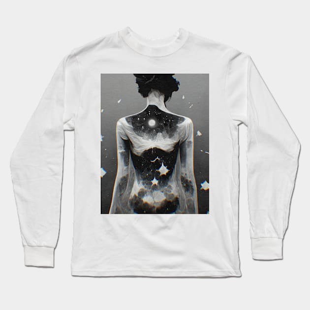 STARGIRL Celestial Double Exposure Digital Painting Long Sleeve T-Shirt by DXTROSE